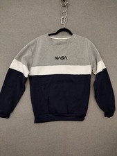 NASA Graphic Sweatshirt Men's Unisex Cotton Warm Color Grey/White/Black Size M