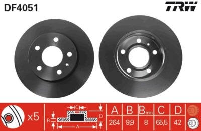 2 x TRW DF4051 Bremsscheibe für CHEVROLET,HOLDEN,OPEL,VAUXHALL