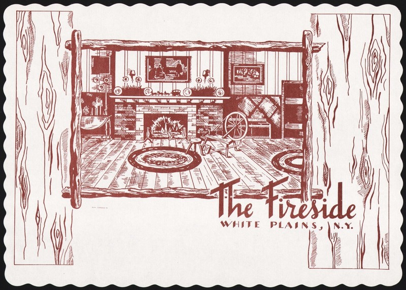 Vintage placemat THE FIRESIDE restaurant colonial house White Plains New York
