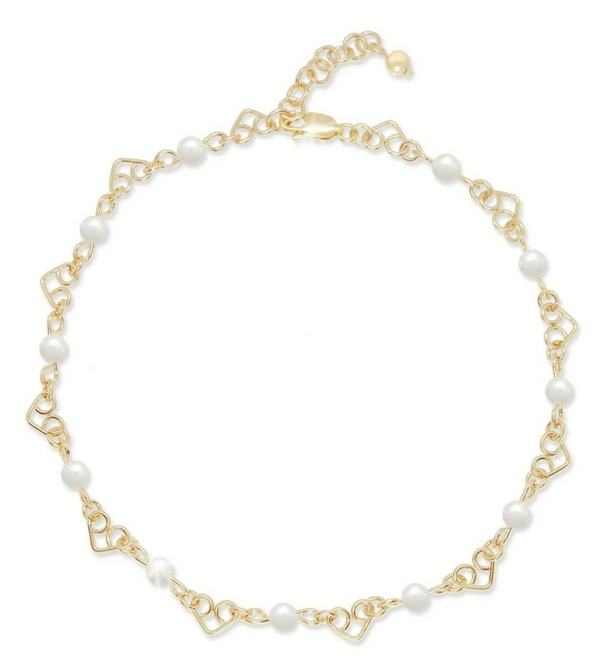 Pulsera Tobillera/Tobillo Personalizada con Corazones Dorado con Gemas, Perlas o Cuentas Foto 2 de 4