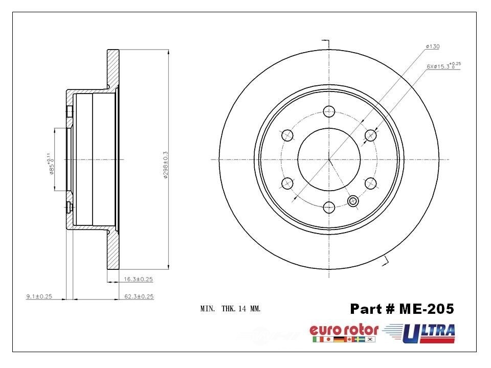 Disc Brake Rotor-* High Carbon Premium Eurorotor ME-205 for sale online ...