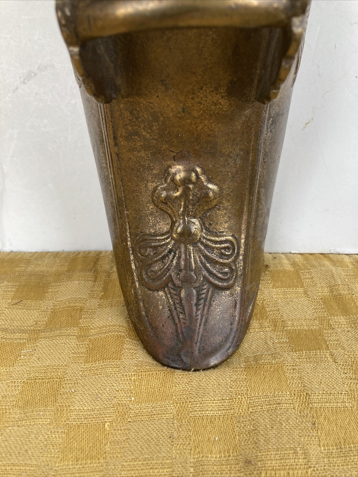 Vintage Brass Fireplace Match Holder Mail Wall Hanging 9”x5.5” Boot