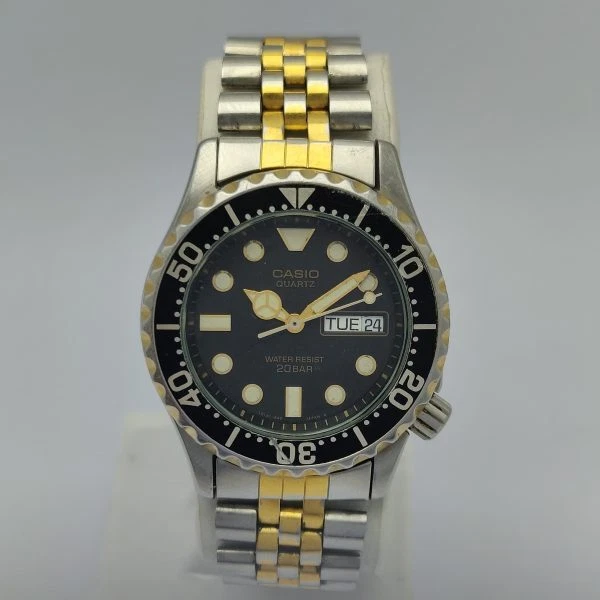 Reloj Casio Cuarzo MD-702 Día/Fecha 394 Dos Tonos Buzo Vintage Hombre SBZ18BAS10(S Foto 2 de 4