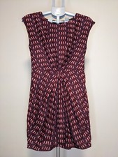 Zara Trafaluc Draped Bird Print Dress Burgundy Womens Size M 