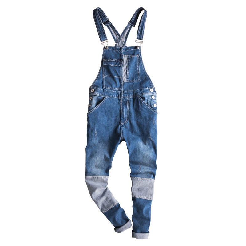 Fashion Men's Denim Overalls Jumpsuits Slim Jeans Cargo