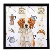 Caroline's Treasures Orange and White Brittany Coffee Bar Framed Metal Print