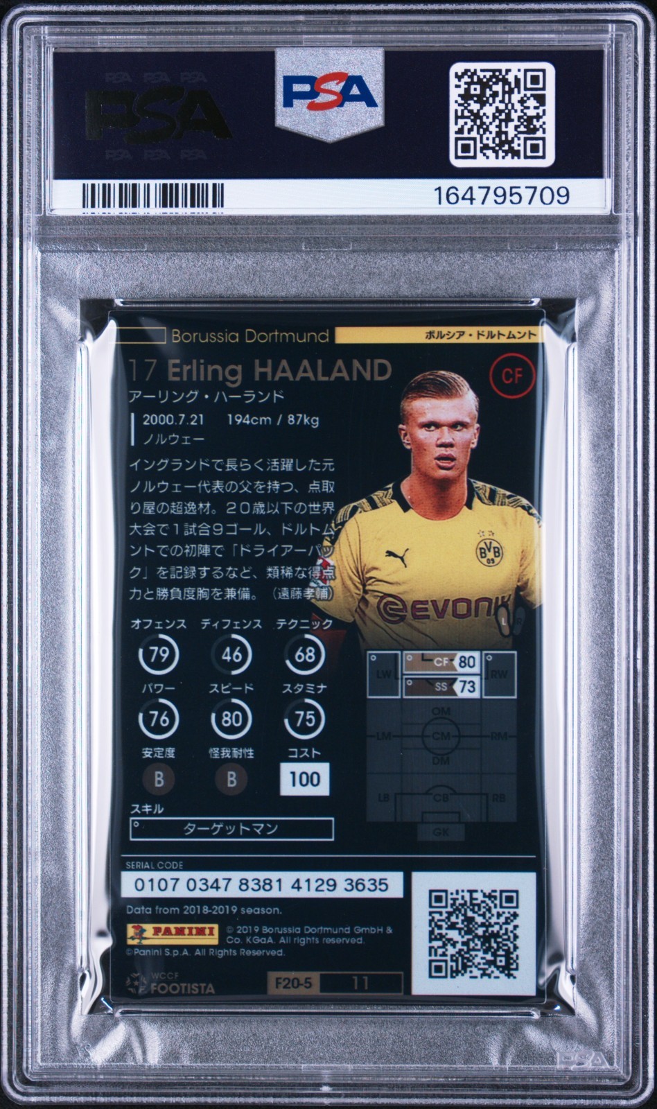 PSA 9 ERLING HAALAND Rookie 2019 PANINI WCCF FOOTISTA F20-5 11 view 2