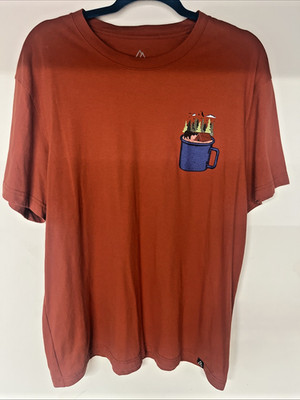 Alpine Design XL Camping Graphic Tee Burnt Orange Bear Forest Camp Shirt