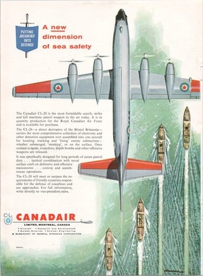 Canadair CL-28 Argus Vintage 1957 Magazine Ad Maritime Patrol Aircraft RCAF