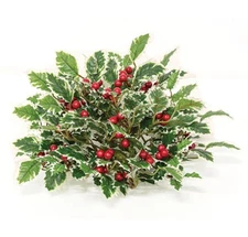10" Mini Holly Leaves & Berries Christmas Half Sphere