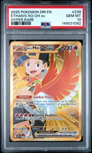 2025 POKEMON DRI EN-DESTINED RIVALS HYPER RARE #239 ETHAN'S HO-OH EX PSA 10