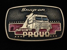 QD11118 VINTAGE 1989  SNAP-ON DRIVIN PROUD  TOOLS SOLID BRASS BTS BELT BUCKLE