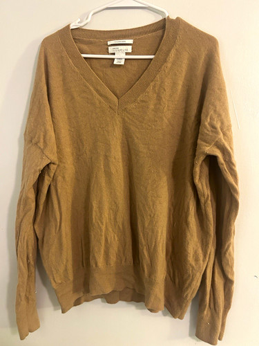 Nordstrom Signature Cashmere Brown V-Neck Pullover Sweater Men's XL