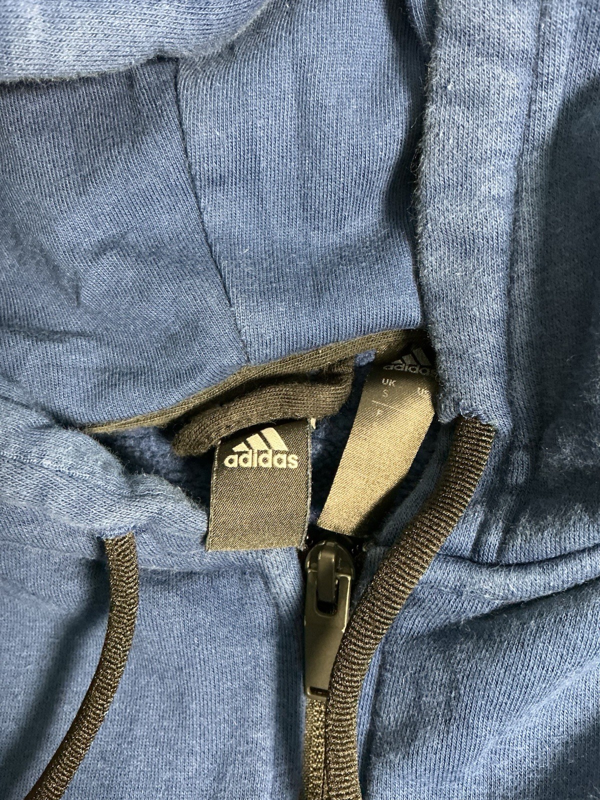 Mens Adidas Full Zip Hoodie Blue Small image 3