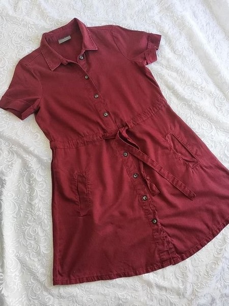 Women Dress Burgundy Cotton 40