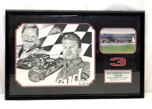Robert Stephen Dillon Dale Earnhardt Sr Jr NASCAR Final Lap Ltd Ed 15/300 Framed