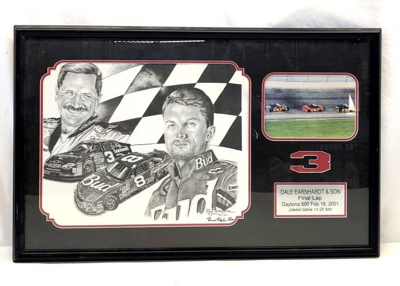 Robert Stephen Dillon Dale Earnhardt Sr Jr NASCAR Final Lap Ltd Ed 15/300 Framed
