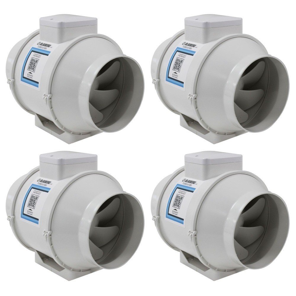 4 x Blauberg TURBO-E-150 In-line Mixed Flow Extractor Fans 150mm Standard Model