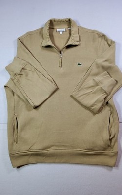 Lacoste Men's 1/4 Zip Pullover Sweater Ribbed Size XXL Sand Baige Alligator Logo