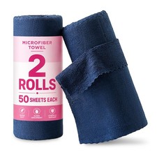 2 Roll Reusable Paper Towels,100 Sheets Tear Away Microfiber Cleaning Cloth, ...