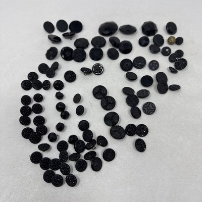 #ad #ad Lot Of 95 Antique Victorian Black Buttons Many Are Black Glass $105.00