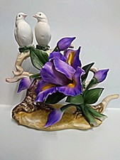 Beautiful Capodimonte Porcelain Figurine Floral Flowers with Doves Italy