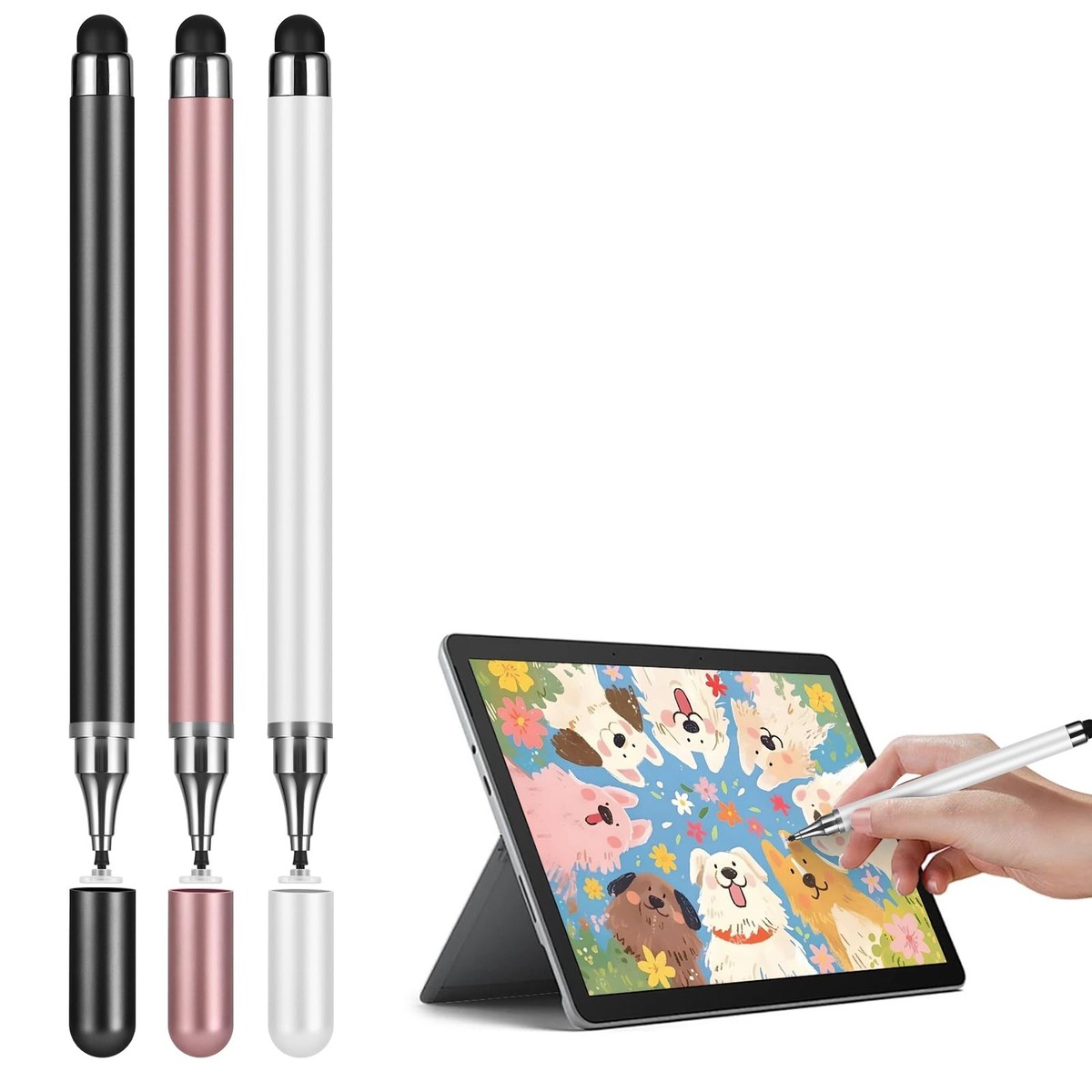 3-Pack Universal Stylus Pen for Touch Screens - Fine Black with