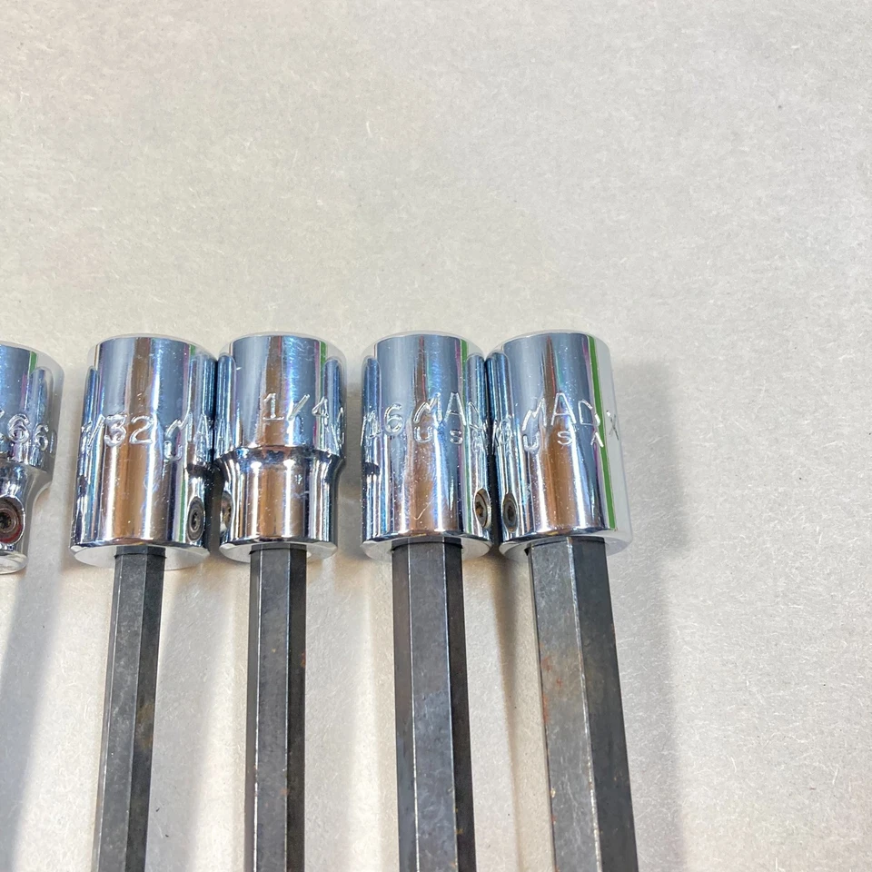 Mac Hex Bit Socket Set 7 Pc Extended Length Ball Tip 3/8" Drive 1/4"-3/8" USA - Image 2 of 4