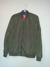 ZARA MAN BASIC GREEN NYLON BOMBER JACKET FULL ZIPWINDBREAKER SIZE L