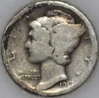 * 1917-D Mercury Dime 90% Silver, Popular Collector Coin As Shown