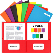 Two Pocket Folders, 7 Pack Paper Folders with Pockets, Thick Textured Paper File