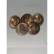 Set of 5 Decorative Gold-tone Metal Buttons vintage military buttons