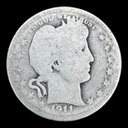1911-S Barber Silver Quarter