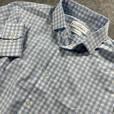 Mizzen Main Shirt Mens XL Trim Fit White Blue Plaid Button Up