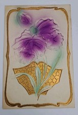 c1910s Posted Postcard Floral Gold Foil Embos...