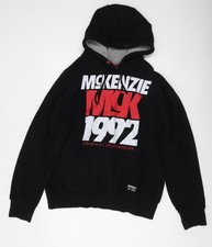 Mens UK XL Regular McKenzie Black Pullover Hoodie