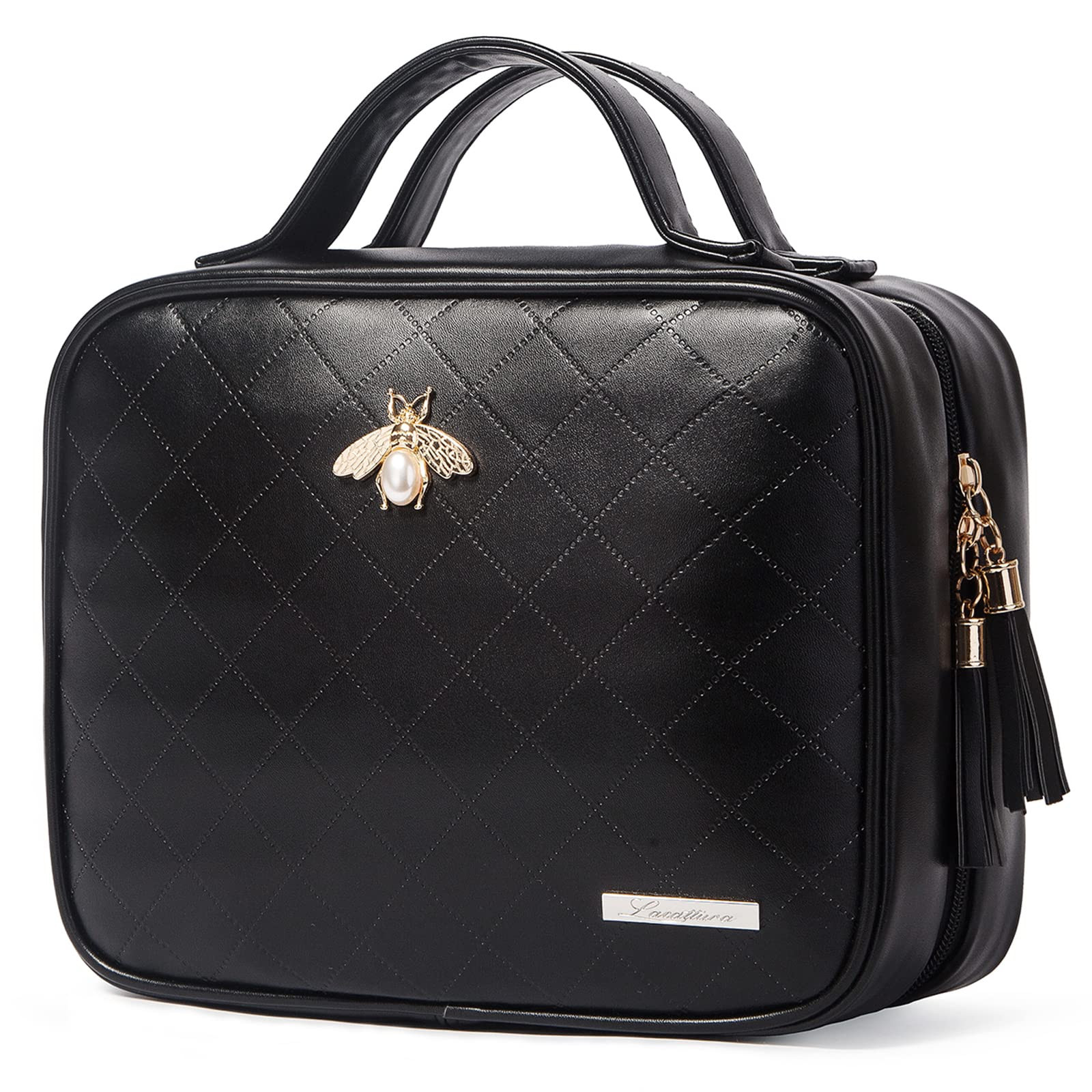 Leather Hanging Toiletry Bag for Women - Large Travel Makeup Organizer