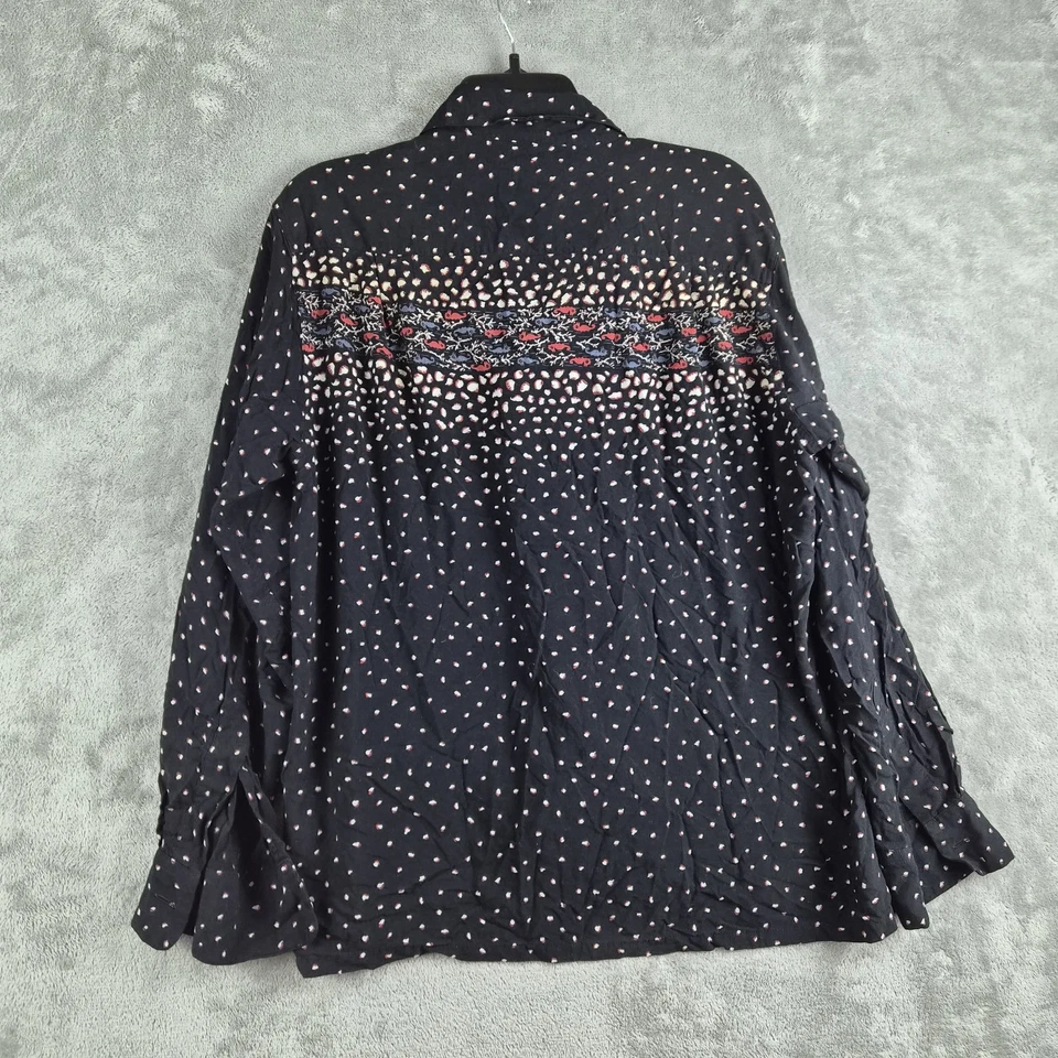 Camisa Alta Groovin De Colección Para Hombres XL Negra Confeti Caballo de Mar Japón Mezcla de Seda Foto 2 de 4