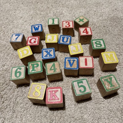 Vintage Wooden Alphabet Building Blocks (23) for Child s Learning or Decoration 