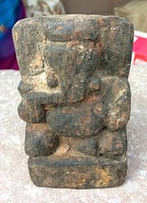 Vintage Lord Ganesha Holzfigur Handgeschnitzt Mit Reicher Patina W616