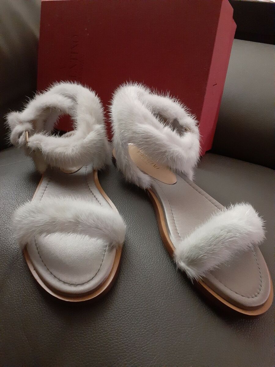 1375$ VALENTINO GARAVANI WOMENS MINK FUR FLAT/SANDALS SHOES 1375$ VALENTINO GARAVANI WOMENS MINK FUR FLAT/SANDALS SHOES