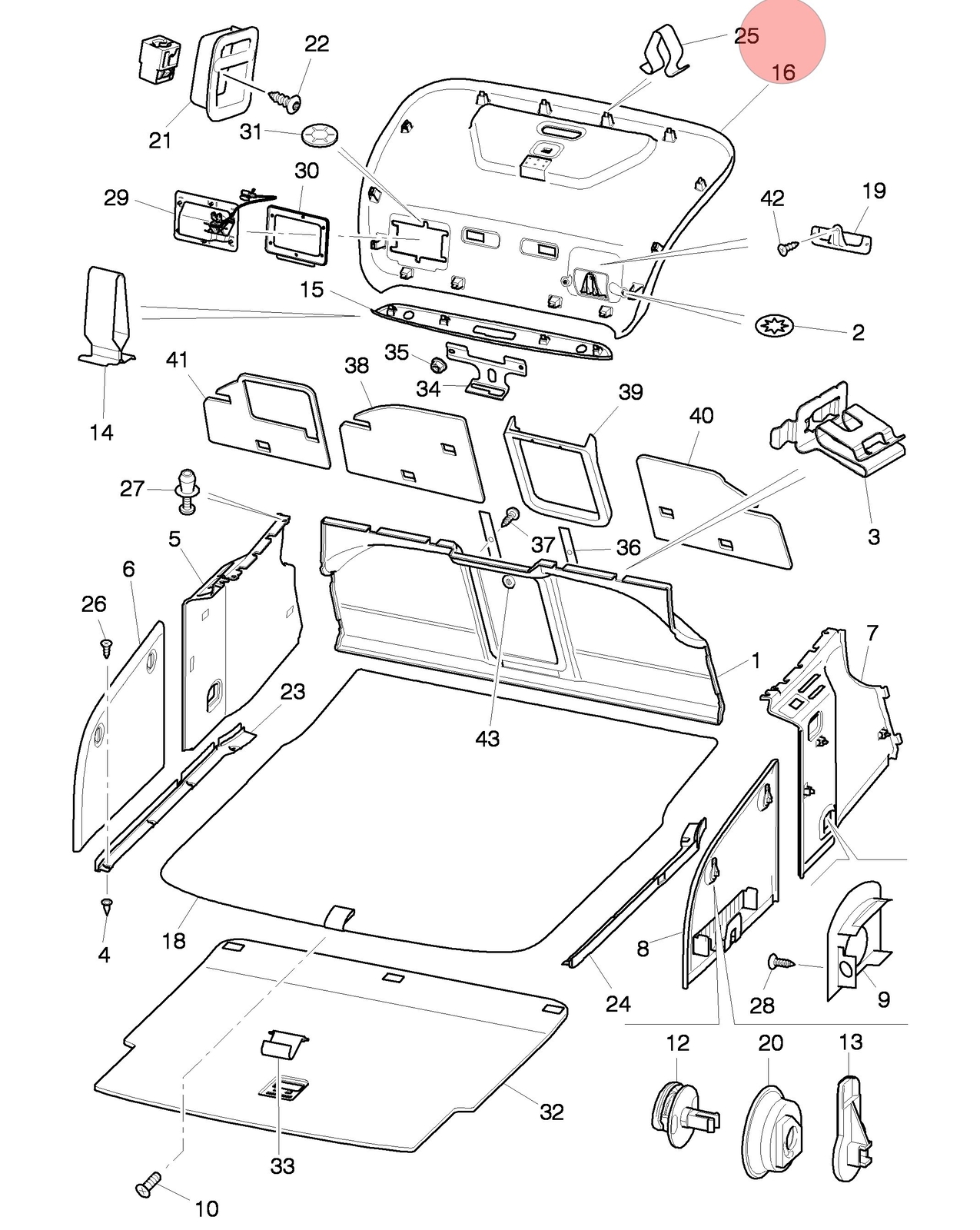 06-12 BENTLEY CONTINENTAL FLYING SPUR REAR TRUNK TAILGATE BOOT LID TRIM PANEL OE