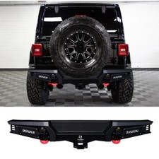 Vijay For 2018-2024 Jeep Wrangler Jl Steel Rear Bumper With Led Lightd-rings