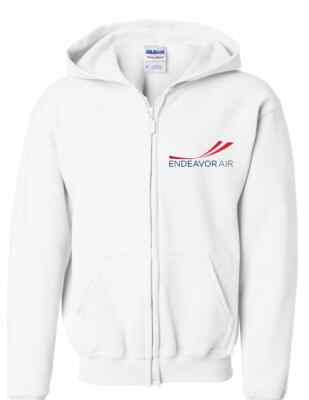 Endeavor Air Logo Full Zip Hoodie US Airline Travel Flight Hooded Sweatshirt
