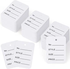 500 or 1000pcs Price Tags, White Clothing Tags for Retail, Small Kraft Paper Tag