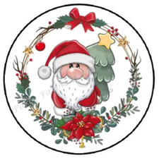 SANTA CLAUS WREATH CHRISTMAS WINTER ENVELOPE SEALS LABELS STICKERS PARTY FAVORS