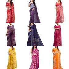 Women's Tassel  Printed Cotton Saree with Blouse