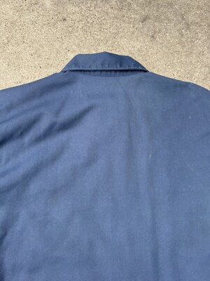 Vintage 60s Blue Bomber Workwear Uniform Zip Up Jacket Mens Boxy