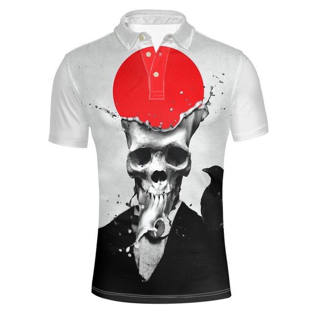 Skull Shirt Mens Short Sleeve Casual Slim Breathable Comfy Golf Shirts Tops Size | eBay