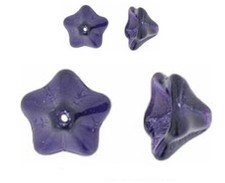25 Tanzanite Purple Czech Pressed Glass 8x13mm Trumpet Flower Beads